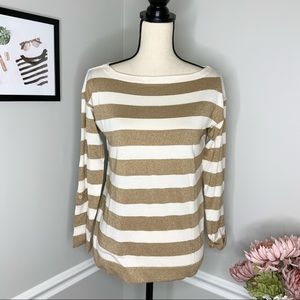 J.CREW Gold Shimmer Striped Sweater Top